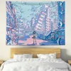 Tapestries stil illustration teen indie sovrum vägg dekoration tapestry vägg hängande anime rosa rum dekor affischer