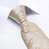 Muszki DiBanGu męski krawat jasny szampan nowość Design jedwabny krawat ślubny dla mężczyzn zestaw spinek Hanky Business Party Drop