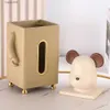 Objects Little Bear Figurines Square Cute Tissue Box Resin Statue Interior Room Decor Decorative Animals Sculpture Home Desk Decoration T230710