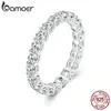Bamoer Delicate Moissanite Ring 925 Sterling Silver Eternity Bands for Women Engagement Wedding Platinum Plated Fine Jewelry