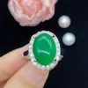 Jóias Anéis de casamento Meninas moda gelo verde jade Esmeralda zircão diamante anel de abertura de ouro branco feminino jóias de festa mãe presente de aniversário ajustável