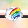 925 Zilver Fit Pandora Charm 925 Armband Kleurrijke Glanzende Regenboog Pinwheel Positioneringsgesp Klassieke bedels voor Pandora Charm 925 zilveren bedels