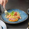 Plates Creative Japanese-style Disc Ceramic Western Shallow Plate Steak Breakfast Kiln Changed Retro Cold Dishes Set P