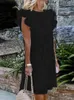 Suits 2023 Zanzea Summer Women Sleeveless Ruffles sundress Stylish O Neck Party Kneelength Vestidos Kaftan Elegant Spet Crochet Dress