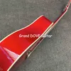 Custom 12 Strings Flamed Maple Neck Back Side Dove GB Style Acoustic Guitar in Red Finishing Color