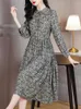 Casual Dresses Floral Long Sleeve Elegant Beach Prom Silk Dress Spring Summer 2023 Women Fashion Tunics Playa Midi Bodycon Vintage