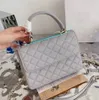 Sacs à bandoulière design de luxe pour femmes sac à main de haute qualité prix de gros sac en cuir véritable sac à main à rabat avec petite et grande taille de diamant en treillis 25cm