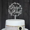 Fournitures de fête personnalisé gâteau de mariage Topper argent acrylique personnalisé Couple noms Toppers fiançailles anniversaire décoration
