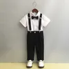 Jerseys Kinderen Zomer Herfst Overalls Kleding Set Jongens Prestaties Feest Gastheer Trouwjurk Kostuum Kinderen Shirts Broek Riem Bowtie 230707