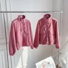 Women s Jackets Early Spring Coats and Women Pink Polar Fleece Coat Half High Collar Ladies Outerwear Thin Granular Top 230707