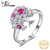 JewelryPalace Levensboom Gemaakt Rode Robijn 925 Sterling Zilver Open Verstelbare Ring voor Vrouwen Edelsteen Sieraden Cocktail Ring