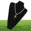 Egyptian Ankh Key Necklaces Mens Bling Gold Plated Chain Rhinestones Crystal Iced Out Pendant For women039s Rapper Hip Ho3523684