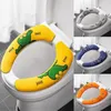 Toilet Seat Covers Heater Cover Cartoon Adhesive Cushion 1 Pair Accessories Washable Velvet Portable