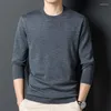 メンズセーター羊ウール Tシャツトップススリム O ネックソフトスムーズ男性純粋な極細ニット服長袖 Tシャツ