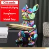 Decorative Objects Figurines Ceramic Dog Luxury Room Decor Piggy Bank French Bulldog Statue Sculpture Table Ornaments Home Interior Decoration T230710