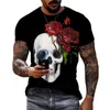 Herren-T-Shirts, Hip-Hop-T-Shirt, Streetwear, Sommermode, schwarzes Totenkopf-Druck-T-Shirt, kurzärmeliges Oberteil