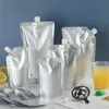 100 st Stand-up Silver Aluminiumfolie Klämmunstyckespåse för dryck Förseglad Stand Up Förvaring Återanvändbar påse