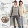 Kitchen Apron Adult Long Sleeved Apron Waterproof Women's Material Mesh Back Work Household Overalls R230710