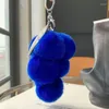 Sleutelhangers Druif Pom Poms Pluizige Mooie Haarbal Sleutelhanger Real Rex Bont Pompoms Hanger Bag Charm Voor Vrouwen Auto Sleutelhanger