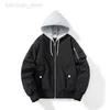 Men's Jackets Hooded Bomber Jackets for Men Vintage Oversize Baseball Jacket With Knit Hat Pilot Windbreaker MA1 Coat MA-1 Streetwear Spring HKD230710