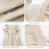 Kitchen Apron Embroidery Washed Cotton Linen Lace Kitchen Apron Flower Shop Garden Ruffles Work Clean Apron for Woman Dress Garden Overal Work R230710