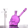 Groothandel kleurrijke 3D Skull Hookah Bubbler Heady Glass Oil Dab Rigs Bongs Tabakspijpen Filter PERC Was Water Pijpaccessoires met 14 mm Downstem Smoking Bowl