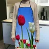 Kitchen Apron Custom Tulips Pattern Kitchen Apron Dinner Cooking Apron Adult Baking Accessories Waterproof Fabric Printed Cleaning Tools R230710