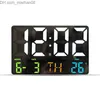 Wall Clocks LED large screen wall clock remote control electronic wall clock wall mounted light sensor temperature date power off memory watch Z230712