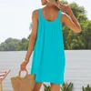 Grundlegende Freizeitkleider für Damen, Sommer, Spaghettiträger, Boho-Strandkleid, einfarbig, lockerer Urlaub, Strand-Cami-Kleid, Damen-Baumwoll-T-Shirt, Tank-Sommerkleid 230710