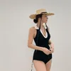 Женские купальники 2023 Женщины Сексуальные V Nece One Piece Swimsuit Solid Slim Monokini Push Up Swim Coust Corea в стиле купание