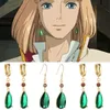 Stud Fashion Earrings for Women Howl s Moving Castle Anime Peripheral Temperament Emerald Crystal Jewelry Wholesale 230710