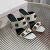 Designer Women's Interlocking Slide Pantoufles Sandale Sandales plates en cuir Casual Beach Ladies sliders 35-42