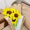 Decorative Flowers Handmade Sunflower Bouquet Diy Crochet Flower Artificial Finished Teacher's Gift Vase Decoration Party Decor