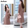 Women's Autumn Winter Suit Jacket Dress Set 2022 New Fashion Korean Elegant Temperament Blazers Suspender Midi Skirt Two-piece L230619