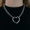 Pendant Necklaces Punk Fashion Hollow Love Heart Heavy Chain Choker Necklace For Women Man Gift Charm Jewelry Accessories