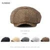 Kunems Fashion Berets Mens Hat Retro Octagonal Caps Boina Casual Newsboy Hat для мужчин пледа -кеп