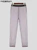 Pantaloni da uomo Pantaloni stile americano da uomo trasparenti INCERUN Pantaloni eleganti da uomo ben aderenti Pantaloni lunghi elasticizzati in maglia flash S-5XL 230710