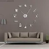 Wall Clocks Dentist DIY Giant Silent Wall Clock Dental Doctor Ultrafine Watch Large Needle Mirror Dental Office Studio Decorative Dental Gift Z230712