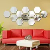 Wall Stickers 12PCS Hexagonal Threedimensional Mirror Sticker Restaurant Aisle Floor Personalized Decorative Home Decor 230707