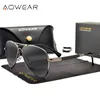 Sunglasses AOWEAR Luxury Quality Aviation Men Polarized Man Memory Nose Bridge Retro Pilot Sunglass Gafas De Sol Hombre 230707