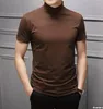 Men's Suits H007 Spring And Summer Men Half High Collar Mercerized Cotton Short Sleeve Slim Body T-Shirt Solid Color Modale