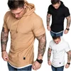 Men's Hoodies Sweatshirts Men Stylish Short Sleeve Tee Shirts Casual Hooded Hoodie Summer Shirt Top 230707