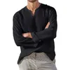 メンズ Tシャツ リネンシャツ男性簡単な通気性の快適な無地長袖原宿カジュアル ブラウス アロハシャツ オーバーサイズ トップス S-5XL 230710