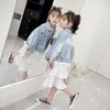 Kurtki 2023 koreańska wiosna jesień dzieci dziewczyna krótki kardigan kurtka Top elementarny płaszcz Loungewear bluza odzież