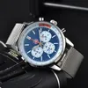 Breitl Wrist for Men 2023 Mens Watches Six Needles All Dial Work Quartz Watch High Quality Top Brand Chronograph Clock Leather and Steel Belt Fashion