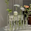 Decorative Objects Figurines Flowers Test Tube Vase Acrylic Glass Table Creative Plant Vases Display Stand Home Decor Transparent Flower Bottle Set 230710