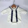 Pagliaccetti Tuta collo marinaio neonato 2023 bambino bianco Tuta attillata in cotone estivo per bambini tuta neonato tuta per bambini set di abbigliamento Z230710