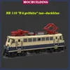 Bloques MOC City Freight Railway Train Set Locomotora roja Modelo Building Block Asamblea Transporte Vehículos Colección Serie Juguete Regalos 230710