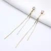 Stud Gold Color Long Crystal Tassel Dangle Earrings for Women Wedding Drop Earring Fashion Jewelry Gifts 230710