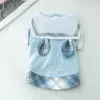 Vêtements pour chiens JK Preppy Style Dress Pet Vêtements Doux Pour Chiens Vêtements Chat Petit Imprimé Mignon Mince Printemps Été Bleu Fille Yorkshire